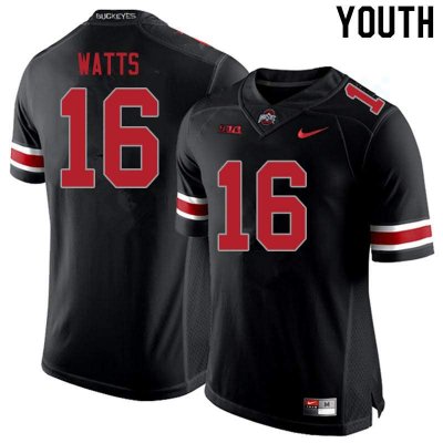 Youth Ohio State Buckeyes #16 Ryan Watts Blackout Nike NCAA College Football Jersey New Year MBU5444RD